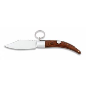 Navaja Clásica Con Anilla con hoja de acero Inoxidable de 8.30 cm y empuñadura de estamina Roja de 10.70 cm