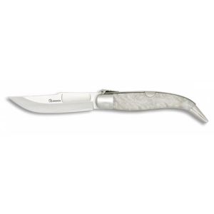 Navaja Teja Nº1 con hoja de acero 3Cr13Mov de 9.20 cm y empuñadura de Imitacion Nacar/Blanco de 12.20 cm