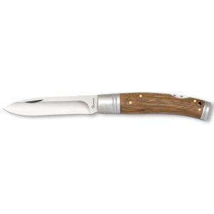 Navaja con hoja de acero 3CR13MOV de 8.60 cm y empuñadura de Madera Zebra de 10.70 cm