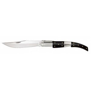 Navaja Árabe De Carraca con hoja de acero 3CR13MOV de 10.00 cm y empuñadura de estamina Negra de 11.90 cm