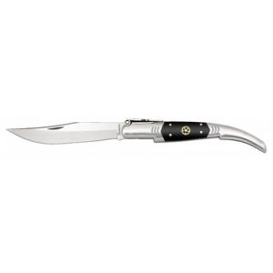 Navaja Árabe De Carraca con hoja de acero 3CR13MOV de 10.00 cm y empuñadura de estamina Negra de 11.70 cm