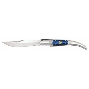 Navaja Árabe Carraca con hoja de acero 3CR13MOV de 10.00 cm y empuñadura de estamina Azul de 11.70 cm