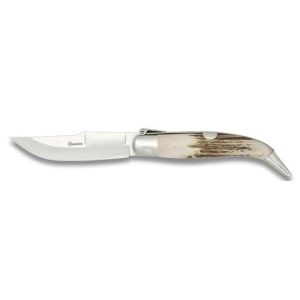 Navaja Teja Nº 0 Clasica con hoja de acero 3Cr13Mov de 8.20 cm y empuñadura de Asta de Ciervo de 10.20 cm