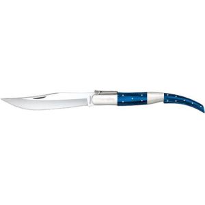 Navaja Árabe con hoja de acero 3Cr13Mov de 16.90 cm y empuñadura de estamina azull y Acero de 20.60 cm