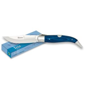 Navaja Teja Nº 000 con hoja de acero 3CR13MOV de 5.00 cm y empuñadura de estamina Azul de 6.50 cm