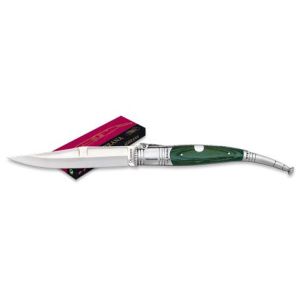 Navaja Serrana con hoja de acero 3Cr13Mov de 8.50 cm y empuñadura de estamina/Verde de 11.50 cm