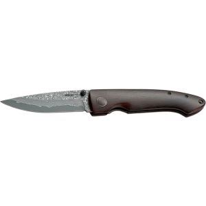 Navaja Böker Plus Damas Gent 1 01BO101DAM con hoja de acero Damasco de 8,20 cm y empuñadura de ébano de 11,50 cm