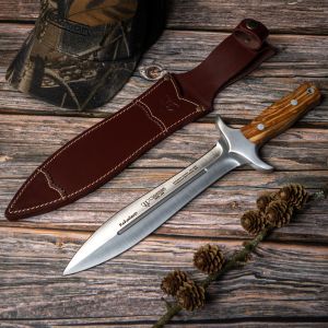 Cuchillo Cudeman 104-L REHALERO hoja de acero inoxidable Mova de 24 cm, empuñadura de madera de olivo natural de 14 cm