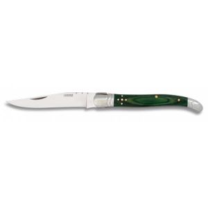 Navaja Laguiole con hoja de acero 3Cr13Mov de 9.00 cm y empuñadura de estamina/Verde de 10.60 cm