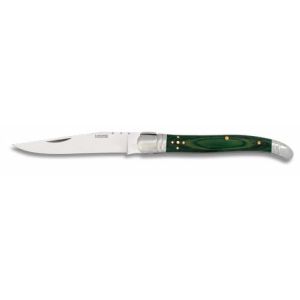 Navaja Laguiole con hoja de acero 3Cr13Mov de 9.50 cm y empuñadura de estamina/Verde de 11.90 cm