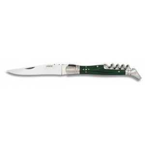 Navaja Laguiole con hoja de acero 3Cr13Mov de 9.00 cm y empuñadura de estamina/Verde de 10.50 cm