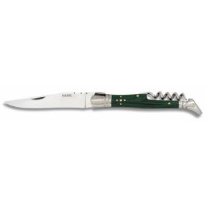 Navaja Laguiole con hoja de acero 3Cr13Mov de 9.50 cm y empuñadura de estamina/Verde de 11.80 cm
