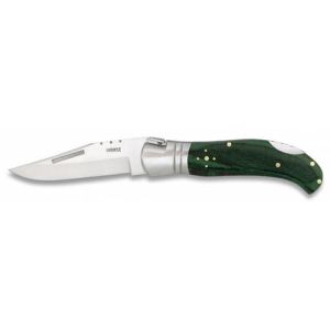 Navaja Laguiole-Caza con hoja de acero 3Cr13Mov de 9.50 cm y empuñadura de estamina/Verde de 11.90 cm