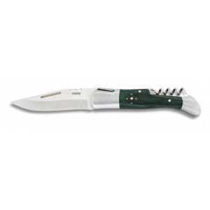 Navaja Laguiole con hoja de acero 3Cr13Mov de 9.50 cm y empuñadura de estamina/Verde de 12.10 cm