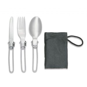 Cubiertos para Acampada Compuesto de Cuchillo,Cuchara y Tenedor Plegables de Acero Inoxidable Ref. 11022