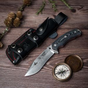 Cuchillo Cudeman 124-M JJSK1 hoja de acero böhler N-695 de 12 cm empuñadura de micarta negra de 11,5 cm