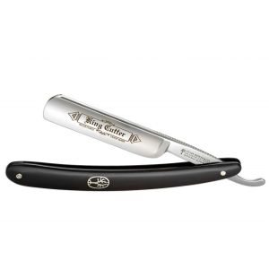 Navaja afeitar barbero alemana BÖKER RASIERMESSER KING CUTTER BLACK 5/8" con hoja de acero carbono de 8 cm y empuñadura de sintético negro de 16 cm. Fabricada artesanalmente en Sollingen 140524