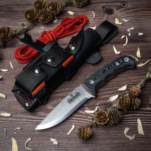 Cuchillo Cudeman 148-MC Bushcraft hoja de acero inoxidable Böhler N-695 de 11 cm empuñadura de micarta negra de 11,5 cm