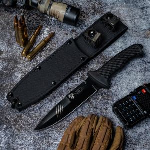 Cuchillo Cudeman 177-P Black Lion hoja de acero MoVa 1.4116 pavonada en negro de 15 cm y empuñadura de caucho negro de 12 cm