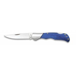 Navaja con hoja de acero 3CR13MOV de 7.80 cm y empuñadura de estamina / Azul de 10.50 cm