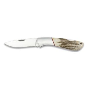 Navaja con hoja de acero 3Cr13Mov de 7.80 cm y empuñadura de Ciervo de 10.30 cm