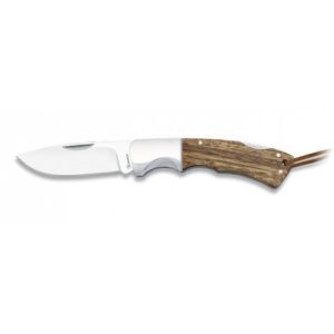 Navaja con hoja de acero 3Cr13Mov de 7.70 cm y empuñadura de Madera Zebra de 11.20 cm