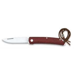 Navaja con hoja de acero Inox de 7.50 cm y empuñadura de estamina roja de 10.00 cm