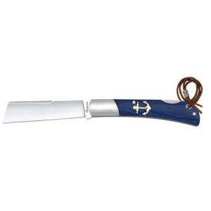Navaja Marinera con hoja de acero 3Cr13MoV de 8.00 cm y empuñadura de estamina Azul de 10.00 cm