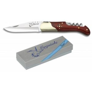 Navaja Laguiole con hoja de acero 3Cr13Mov de 9.40 cm y empuñadura de estamina/Rojo de 12.10 cm