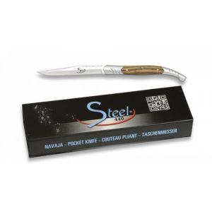 Navaja Estilete con hoja de acero 3CR13MOV de 5.00 cm y empuñadura de Madera de 6.20 cm