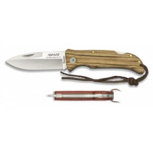 Navaja Iguazu con hoja de acero 3Cr13Mov de 9.00 cm y empuñadura de Madera Zebra de 11.50 cm