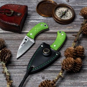 Cuchillo Cudeman de 200-JV Juma Verde cuello YODA 200-JV hoja de acero Böhler N-695 y empuñadura de juma serpiente verde con separador negro de 5,8 cm
