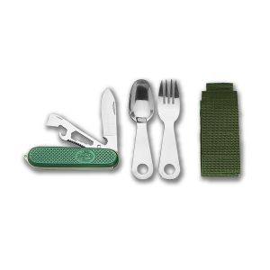 Miltec NAVAJA CUBIERTO DE CAMPAÑA, MULTIUSOS CON CUCHARA Y TENEDOR Y FUNDA DE NYLON PARA LLEVARLA.