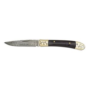 Navaja Damasco con hoja de acero Damasco 67 Capas de 7.20 cm y empuñadura de Ébano de 9.20 cm