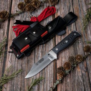Cuchillo Cudeman 295-MC MT-1 hoja de acero Böhler N-695 de 11 cm y empuñadura de micarta negra de 11,5 cm