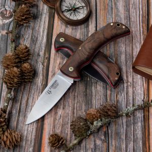 Navaja Cudeman 325-G Galatea hoja de acero MoVa 1.4116 de 9,5 cm y empuñadura de nogal pulido con separador rojo de 11,5 cm
