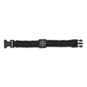 Pulsera paracord negra con brújula