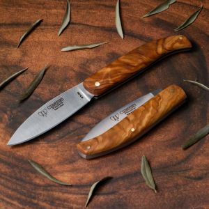 Navaja Cudeman 418-L hoja de acero MoVa 1.4116 de 9,5 cm y empuñadura de madera de olivo de 10,5 cm