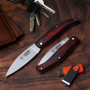 Navaja Cudeman Solsona 443-R hoja de acero 420 de 9 cm y empuñadura de estamina roja de 11 cm