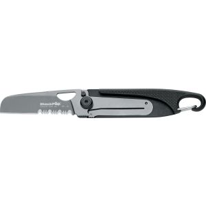 Navaja italiana BLACKFOX ZYTEL 81 con hoja de filo mixto de 6 cm de acero 440A y empuñadura de zytel negro de 10,5 cm