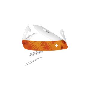 Navaja multiusos suiza Swiza C03 Filix con hoja de acero 440C de 7,5 cm, linerlock y empuñadura de color naranja. Once usos diferentes