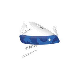 Navaja multiusos suiza Swiza C03 Livor con hoja de acero 440C de 7,5 cm, linerlock y empuñadura de color azul. Once usos diferentes