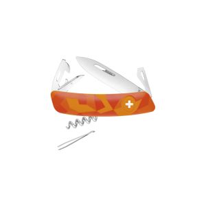 Navaja multiusos suiza Swiza C03 Luceo con hoja de acero 440C de 7,5 cm, linerlock y empuñadura de color naranja. Once usos diferentes