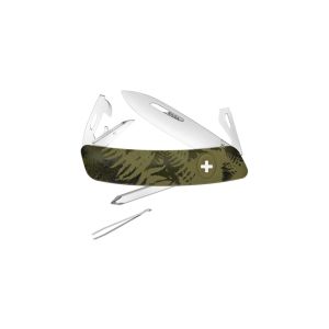 Navaja multiusos suiza Swiza C04 Velor con hoja de acero 440C de 7,5 cm, linerlock y empuñadura de color amarillo. Once usos diferentes