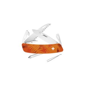 Navaja multiusos suiza Swiza C06 Filix con hoja de acero 440C de 7,5 cm, linerlock y empuñadura de color naranja. Doce usos diferentes