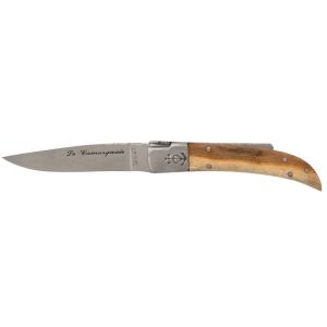 Navaja Camarguais Nº10 Tridente soldado 10010 con hoja de acero 12C27 de 9.0 cm y empuñadura de Madera de pistacho de 10.5 cm