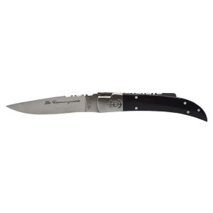 Navaja Camarguais Nº10 Tridente soldado 10026 con hoja de acero 12C27 de 9.0 cm y empuñadura de Cuerno de toro de 10.5 cm