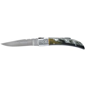 Navaja Camarguais Nº12 Tridente soldado 10028 con hoja de acero 12C27 de 10.5 cm y empuñadura de Cuerno de toro de 11.5 cm