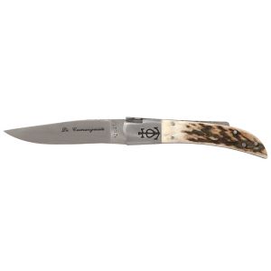 Navaja Camarguais Nº12 Tridente soldado 10094 con hoja de acero 12C27 de 10.5 cm y empuñadura de Asta de ciervo de 11.5 cm
