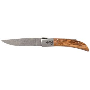 Navaja Camarguais Nº12 Tridente forjado 20007 con hoja de acero 12C27 de 10.5 cm y empuñadura de Madera de olivo de 11.5 cm